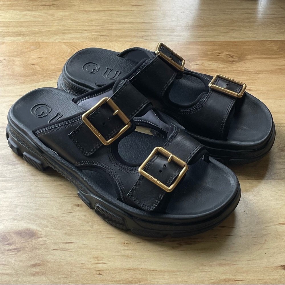 Authentic Gucci Buckled Leather Chunky Sandals!